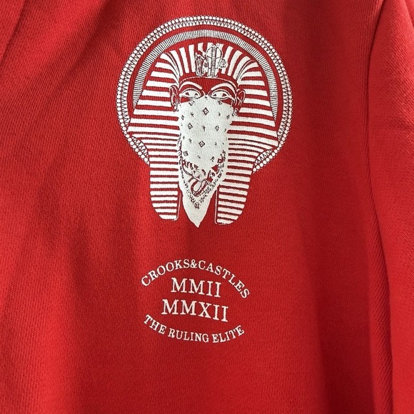 Crooks & Castles Red Varsity Jacket "The Ruling Elite" Pharaoh Graphic Men's M - Picture 2 of 13